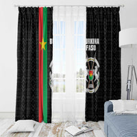 Black window curtain with mud-cloth pattern, Burkina Faso crest and vertical flag stripe