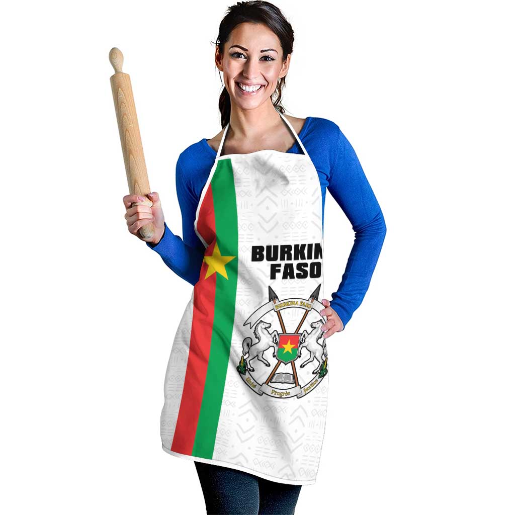 Burkina Faso Striped Apron African Mud Cloth Pattern - White - Wonder Print Shop