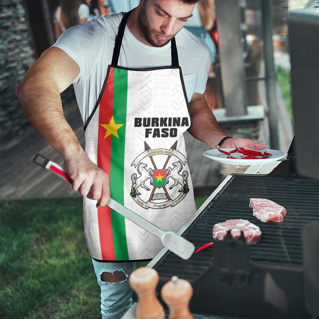 Burkina Faso Striped Apron African Mud Cloth Pattern - White - Wonder Print Shop