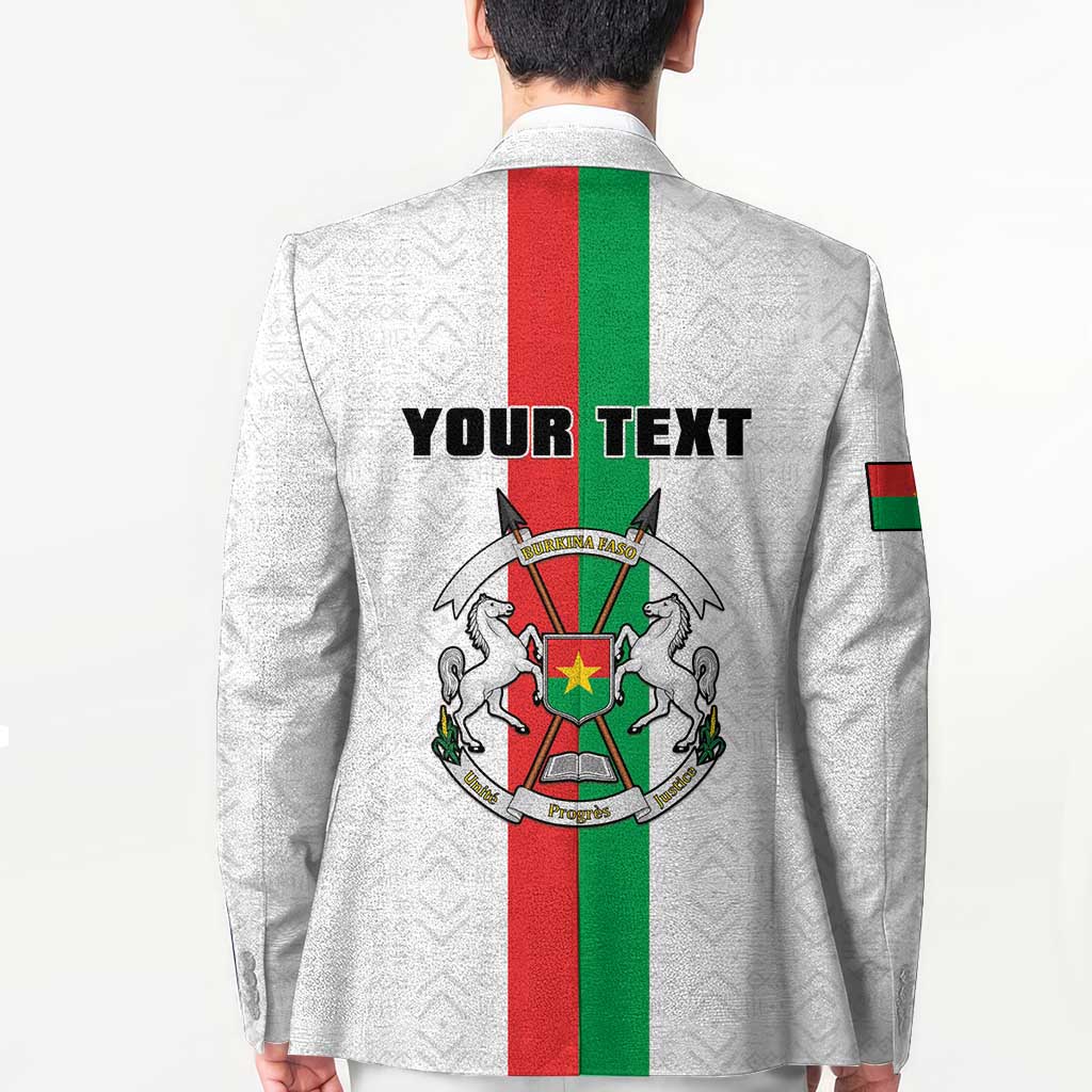 Personalized Burkina Faso Striped Blazer African Mud Cloth Pattern - White - Wonder Print Shop