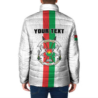 Personalized Burkina Faso Striped Padded Jacket African Mud Cloth Pattern - White - Wonder Print Shop