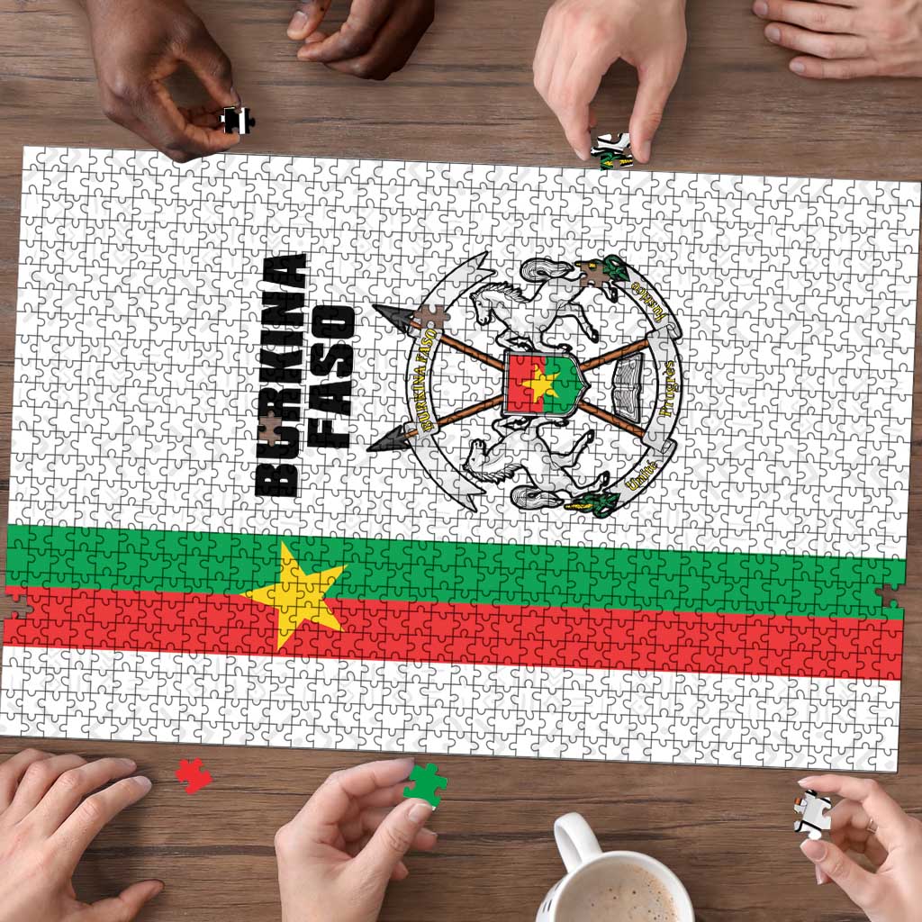 Burkina Faso Striped Puzzle African Mud Cloth Pattern - White - Wonder Print Shop