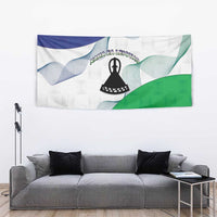 Lesotho Tapestry Coat Of Arms With Kente Pattern - Wonder Print Shop