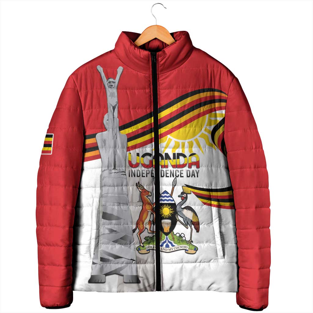 Personalized Uganda Independence Day Padded Jacket Independence Monument - Coat Of Arms - Wonder Print Shop