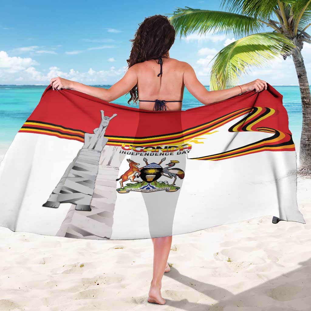 Uganda Independence Day sarong with back drape stripes and central coat of arms emblem