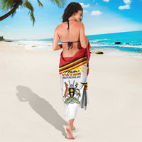 Uganda Independence Day sarong with central coat of arms and red, yellow stripe accents