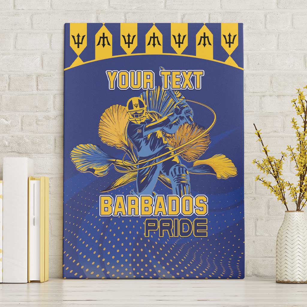 Custom Barbados Pride Cricket Canvas Wall Art Dwarf Poinciana Flower Sporty Style - Wonder Print Shop