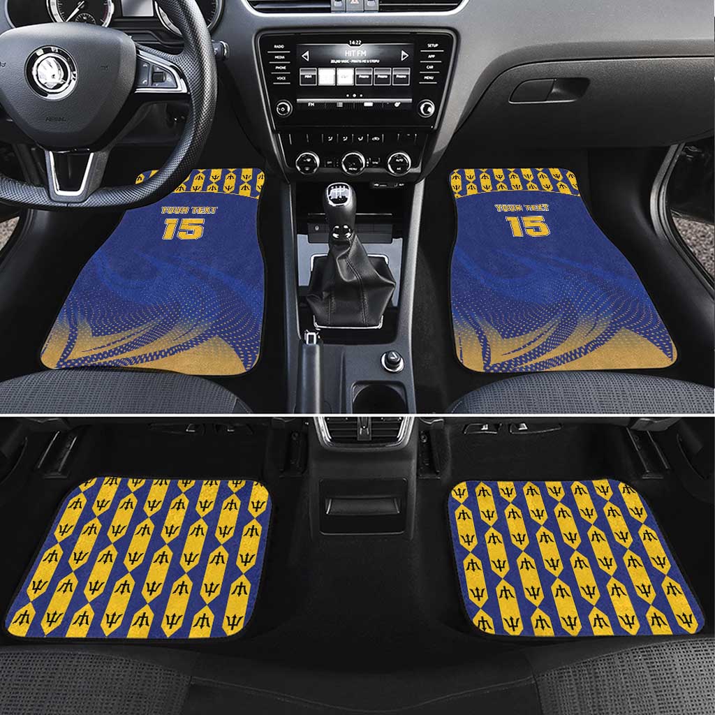 Custom Barbados Pride Cricket Car Mats Dwarf Poinciana Flower Sporty Style - Wonder Print Shop