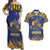 Custom Barbados Pride Cricket Couples Matching Off Shoulder Maxi Dress and Hawaiian Shirt Dwarf Poinciana Flower Sporty Style - Wonder Print Shop