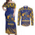 Custom Barbados Pride Cricket Couples Matching Off Shoulder Maxi Dress and Long Sleeve Button Shirt Dwarf Poinciana Flower Sporty Style - Wonder Print Shop