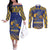 Custom Barbados Pride Cricket Couples Matching Off The Shoulder Long Sleeve Dress and Long Sleeve Button Shirt Dwarf Poinciana Flower Sporty Style