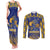 Custom Barbados Pride Cricket Couples Matching Tank Maxi Dress and Long Sleeve Button Shirt Dwarf Poinciana Flower Sporty Style - Wonder Print Shop