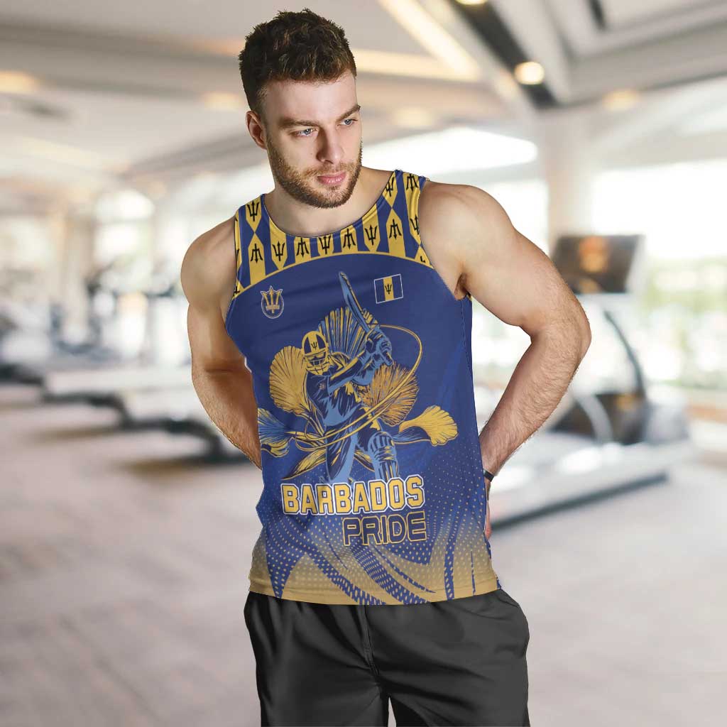 Custom Barbados Pride Cricket Men Tank Top Dwarf Poinciana Flower Sporty Style - Wonder Print Shop