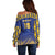 Custom Barbados Pride Cricket Off Shoulder Sweater Dwarf Poinciana Flower Sporty Style - Wonder Print Shop