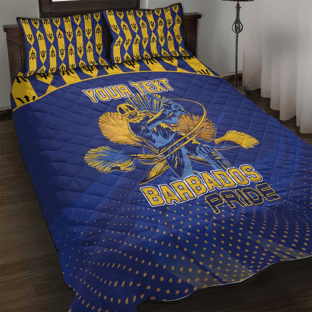 Custom Barbados Pride Cricket Quilt Bed Set Dwarf Poinciana Flower Sporty Style - Wonder Print Shop