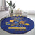 Custom Barbados Pride Cricket Round Carpet Dwarf Poinciana Flower Sporty Style