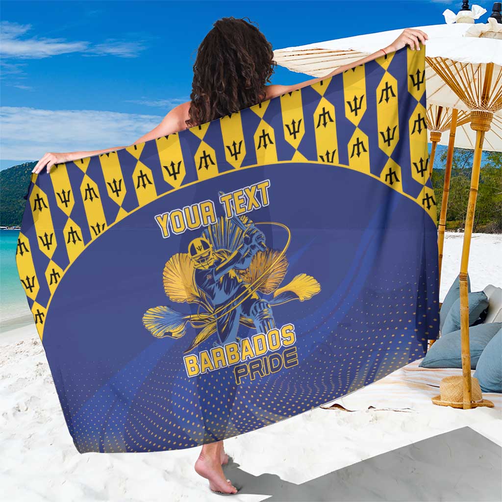 Custom Barbados Pride Cricket Sarong Dwarf Poinciana Flower Sporty Style - Wonder Print Shop