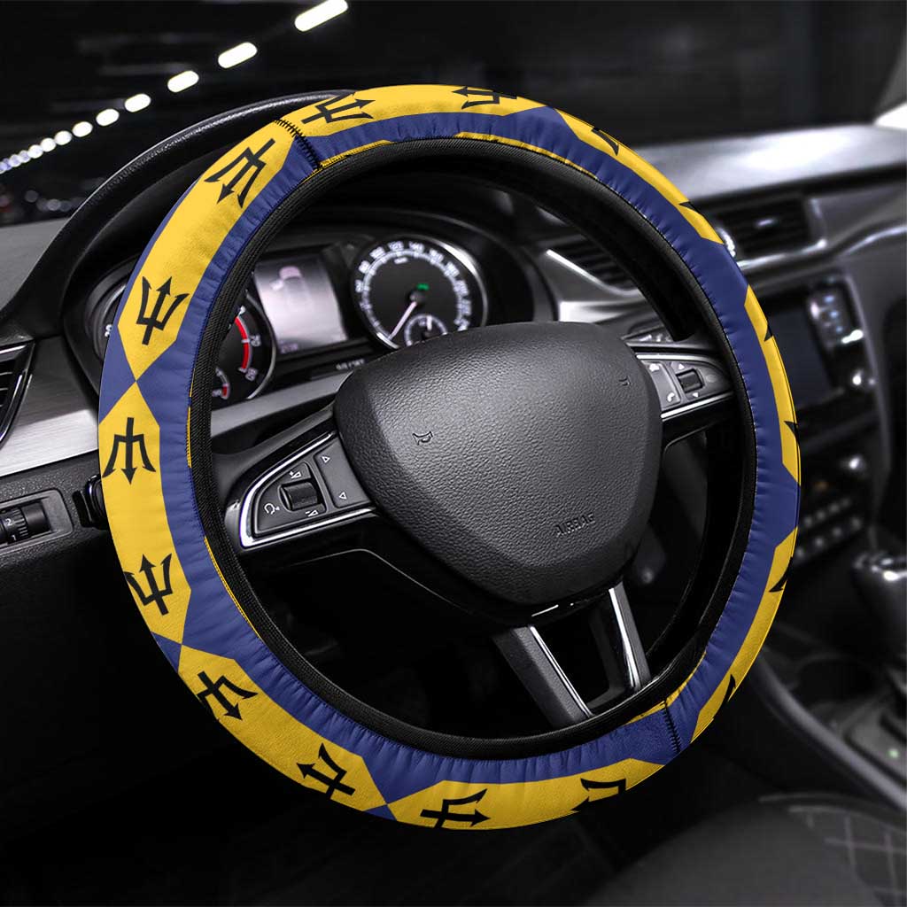 Barbados Pride Cricket Steering Wheel Cover Dwarf Poinciana Flower Sporty Style - Wonder Print Shop