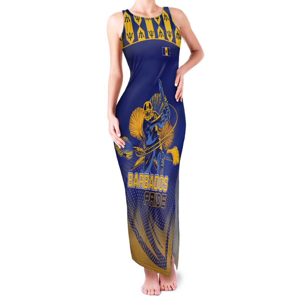 Custom Barbados Pride Cricket Tank Maxi Dress Dwarf Poinciana Flower Sporty Style - Wonder Print Shop