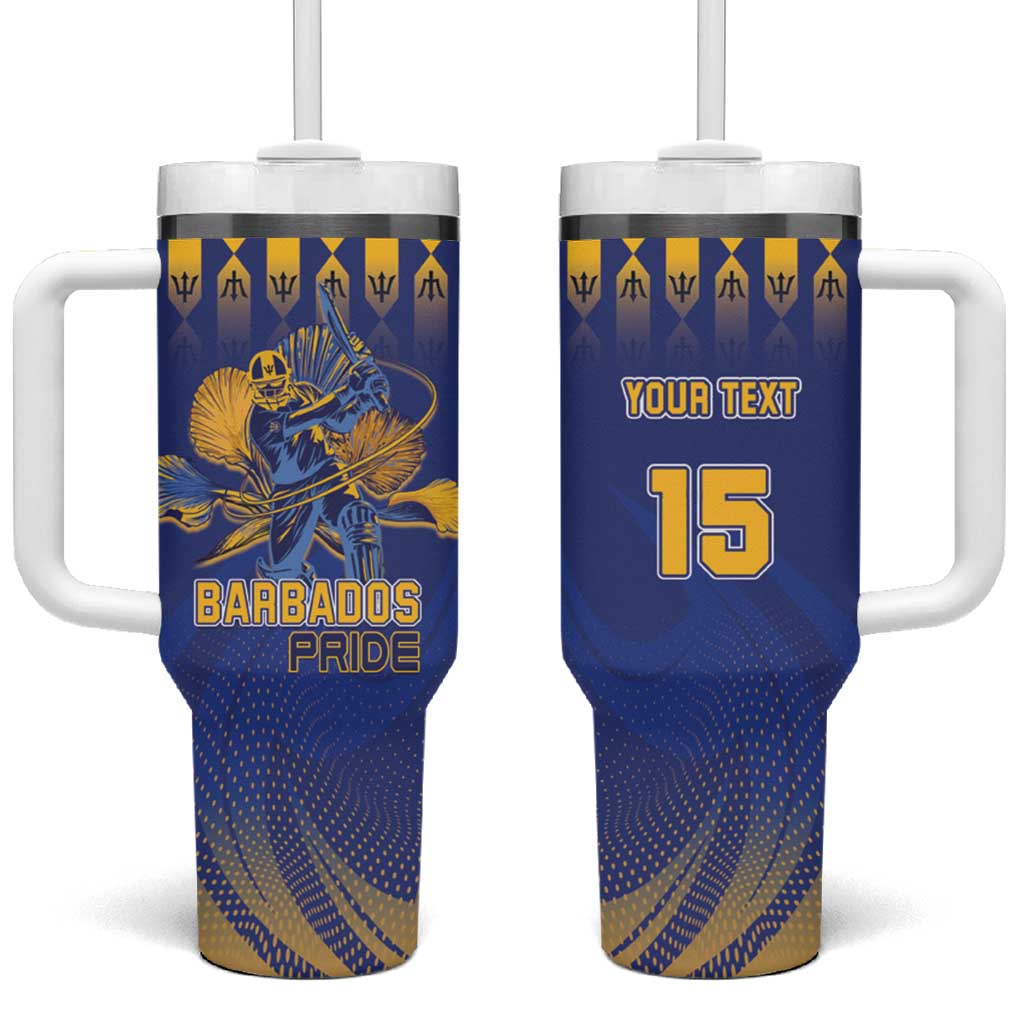 Custom Barbados Cricket Tumbler With Handle Dwarf Poinciana Flower Sporty Style - Wonder Print Shop