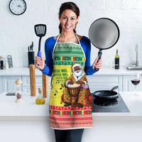 Senegal Christmas Apron Black Santa Playing Djembe Drum - Wonder Print Shop