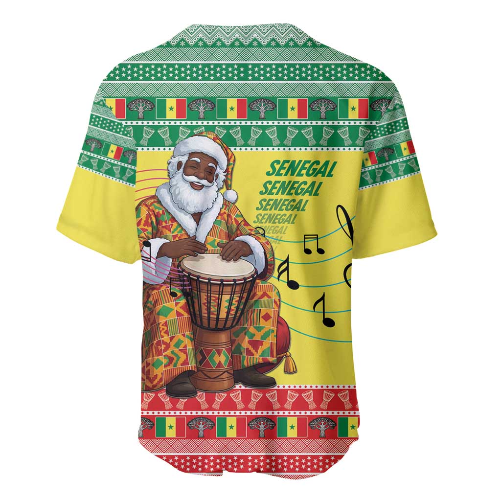 Senegal Christmas Baseball Jersey Black Santa Playing Djembe Drum - Wonder Print Shop