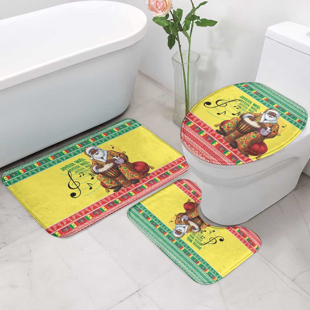 Senegal Christmas Bathroom Set Black Santa Playing Djembe Drum - Wonder Print Shop