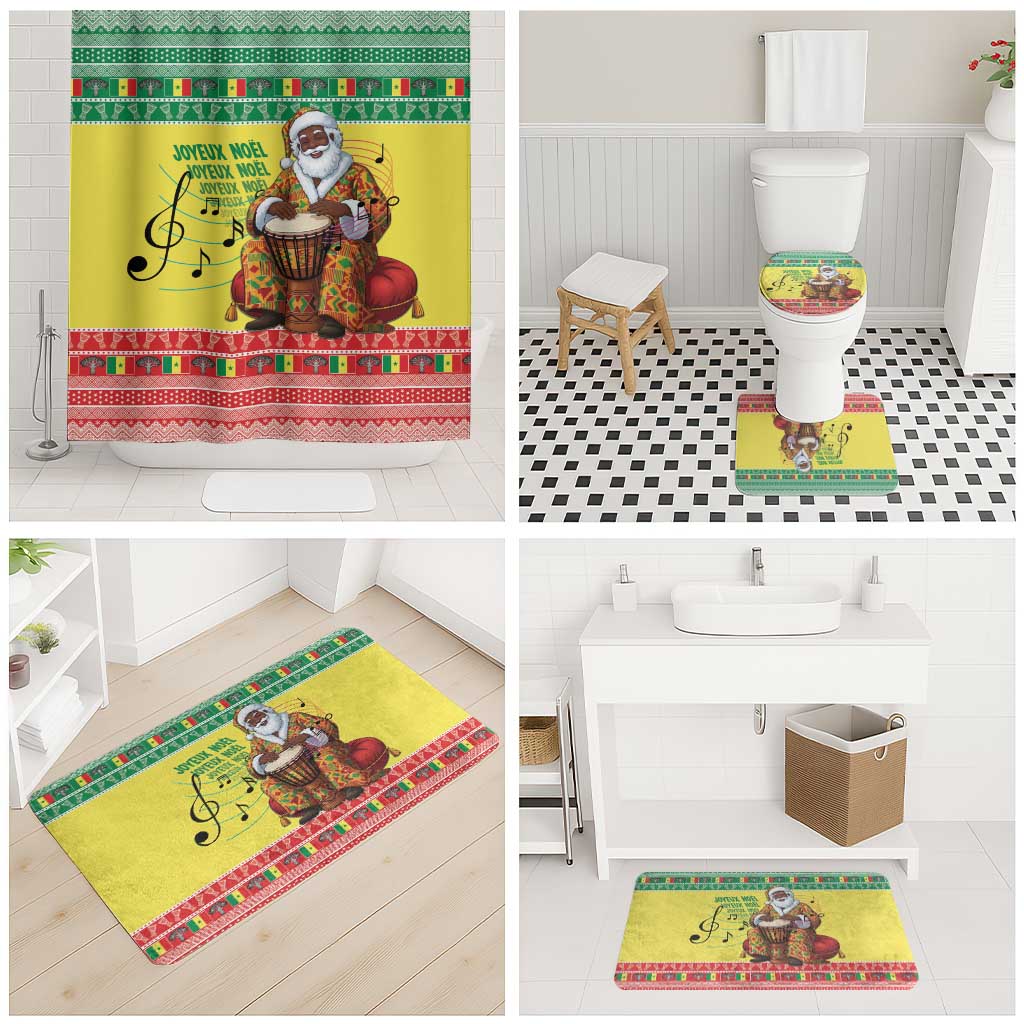 Senegal Christmas Bathroom Set Black Santa Playing Djembe Drum - Wonder Print Shop