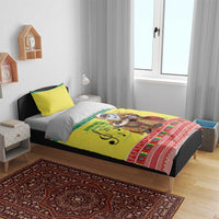Senegal Christmas Bedding Set Black Santa Playing Djembe Drum - Wonder Print Shop