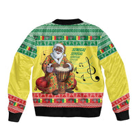 Senegal Christmas Bomber Jacket Black Santa Playing Djembe Drum - Wonder Print Shop