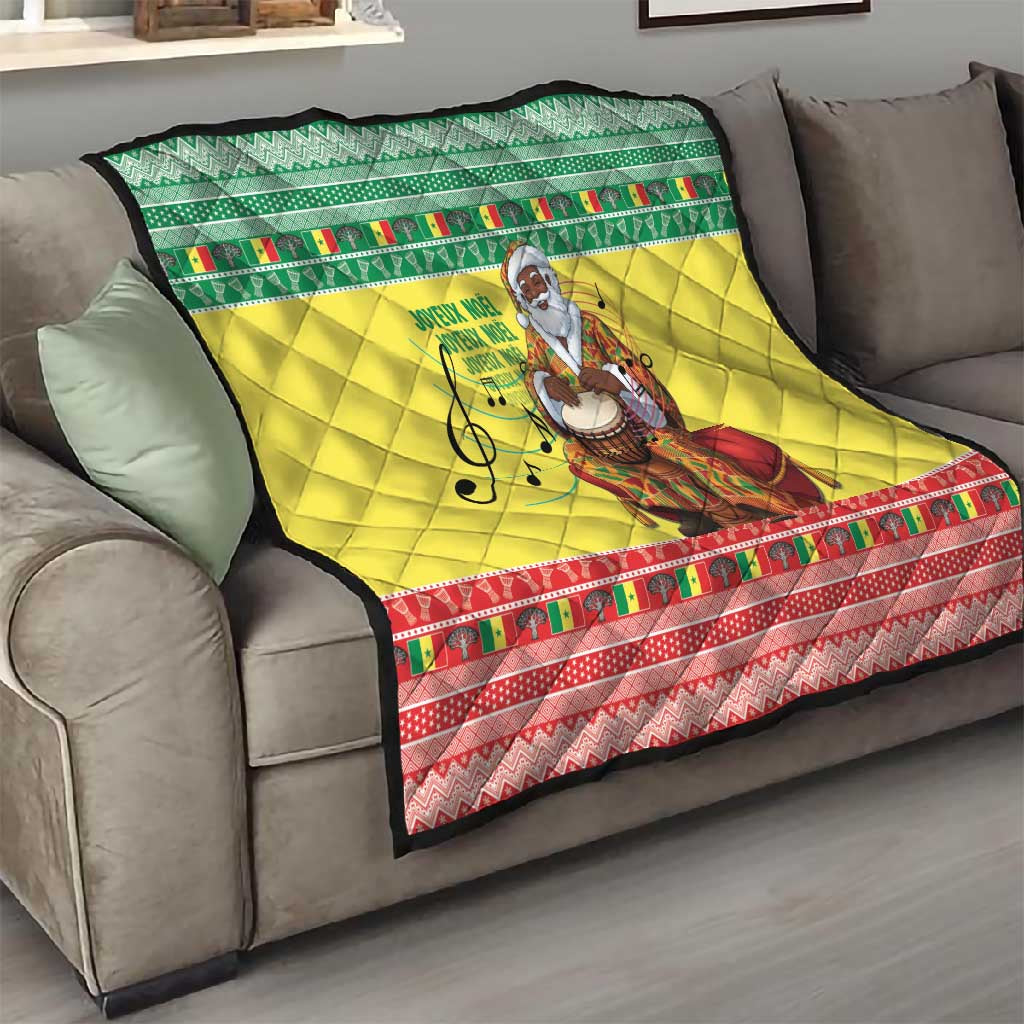 Senegal Christmas Quilt Black Santa Playing Djembe Drum - Wonder Print Shop