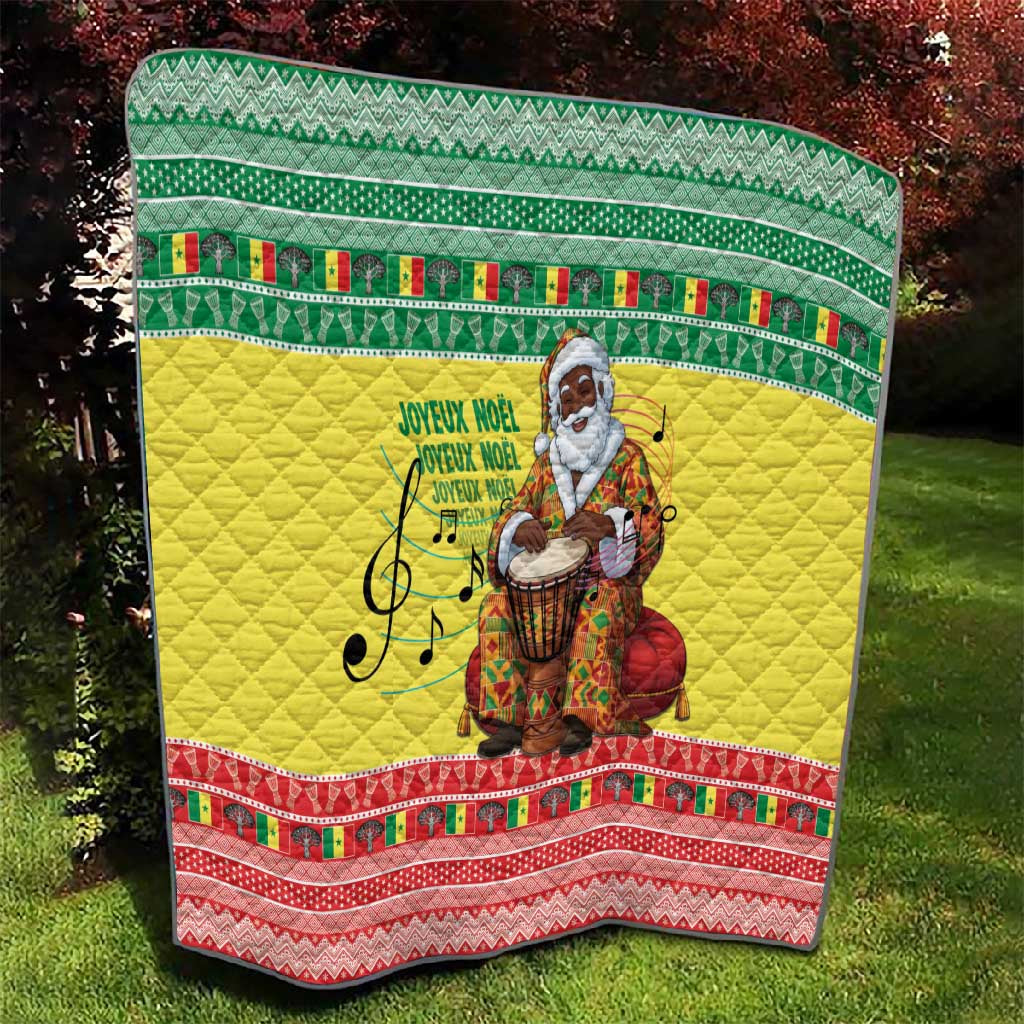 Senegal Christmas Quilt Black Santa Playing Djembe Drum - Wonder Print Shop