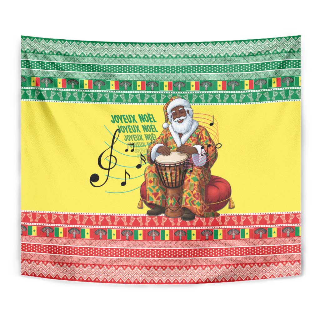 Senegal Christmas Tapestry Black Santa Playing Djembe Drum - Wonder Print Shop
