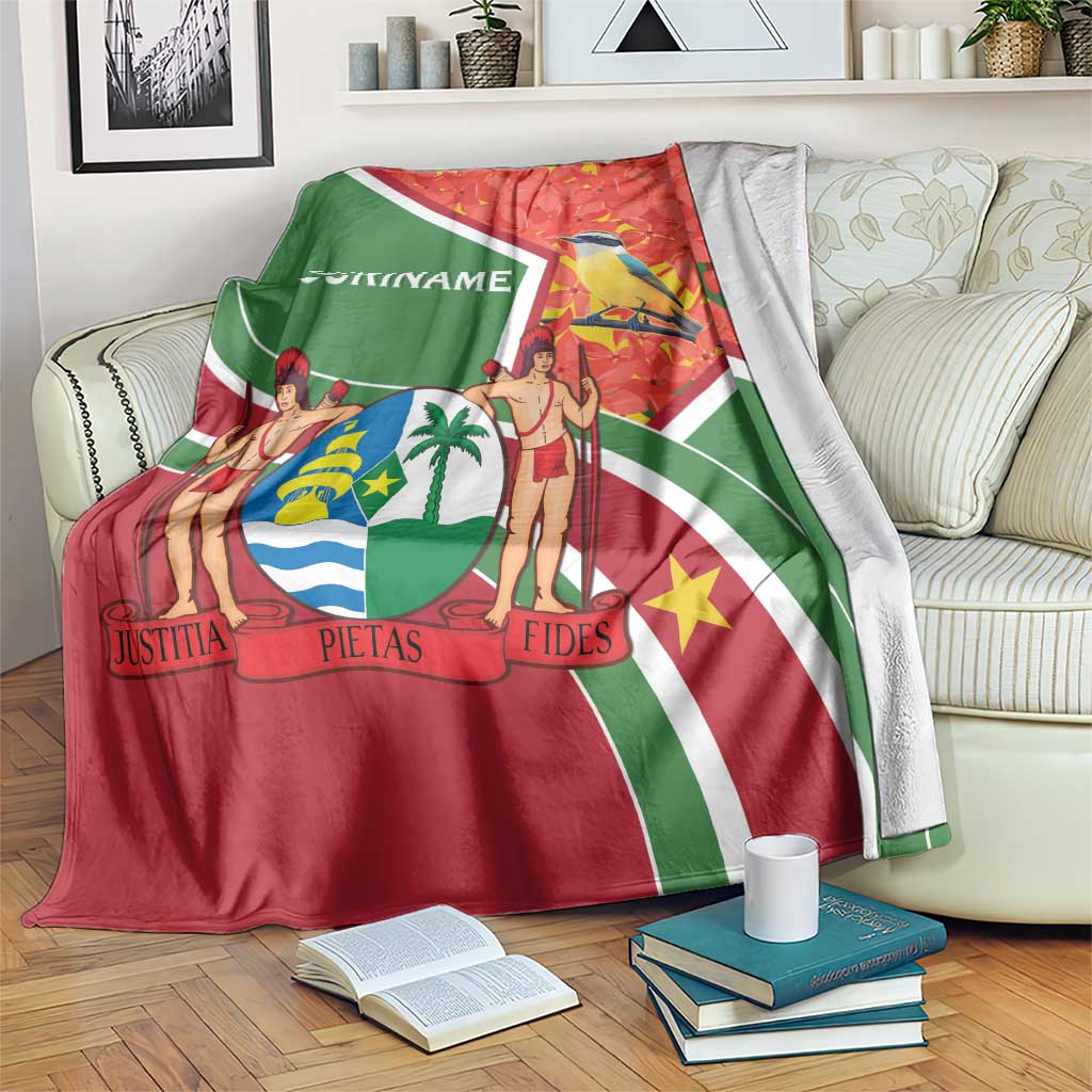 Suriname Independence Day Blanket Coat Of Arms With Lesser Kiskadee