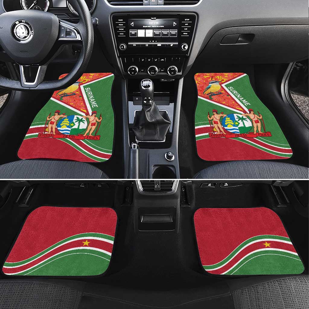 Suriname Independence Day Car Mats Coat Of Arms With Lesser Kiskadee - Wonder Print Shop