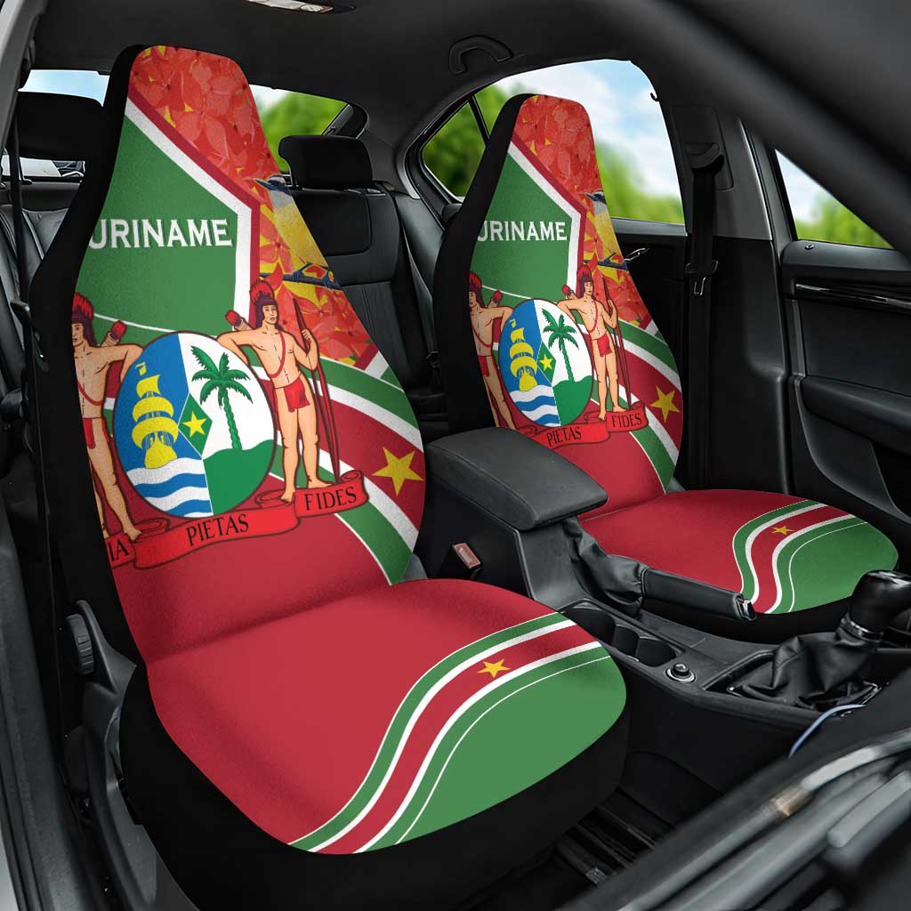 Suriname Independence Day Car Seat Cover Coat Of Arms With Lesser Kiskadee - Wonder Print Shop