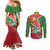 Suriname Independence Day Couples Matching Mermaid Dress and Long Sleeve Button Shirt Coat Of Arms With Lesser Kiskadee