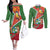 Suriname Independence Day Couples Matching Off The Shoulder Long Sleeve Dress and Long Sleeve Button Shirt Coat Of Arms With Lesser Kiskadee