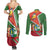 Suriname Independence Day Couples Matching Summer Maxi Dress and Long Sleeve Button Shirt Coat Of Arms With Lesser Kiskadee - Wonder Print Shop