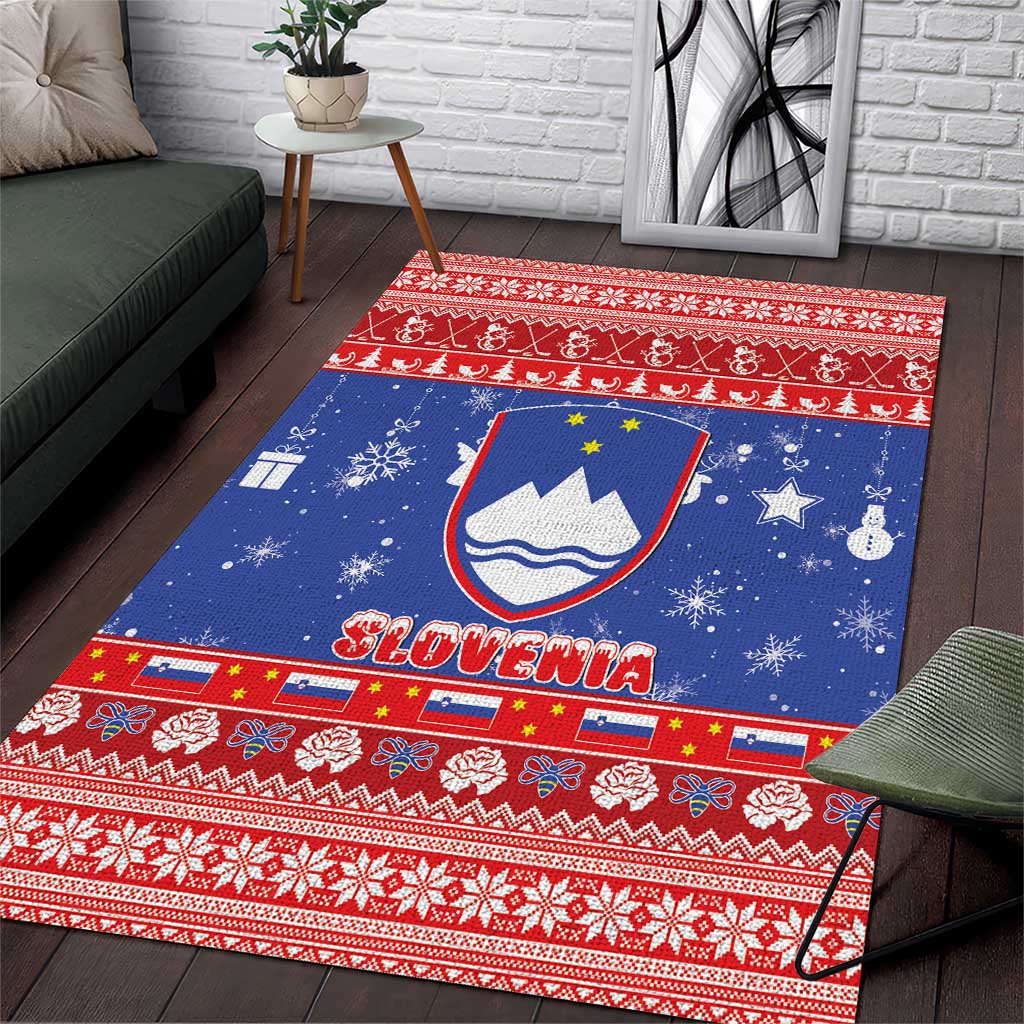 Slovenia Christmas Area Rug Coat Of Arms Vesel Bozic - Wonder Print Shop