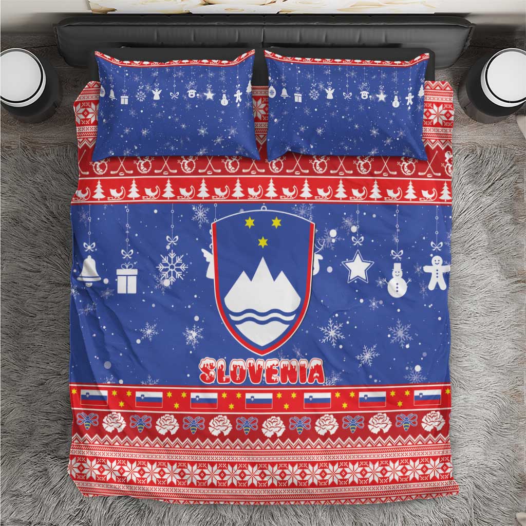 Slovenia Christmas Bedding Set Coat Of Arms Vesel Bozic - Wonder Print Shop