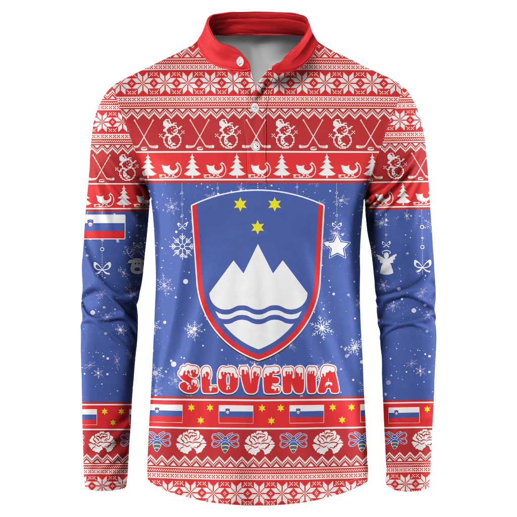 Slovenia Christmas Button Sweatshirt Coat Of Arms Vesel Bozic - Wonder Print Shop