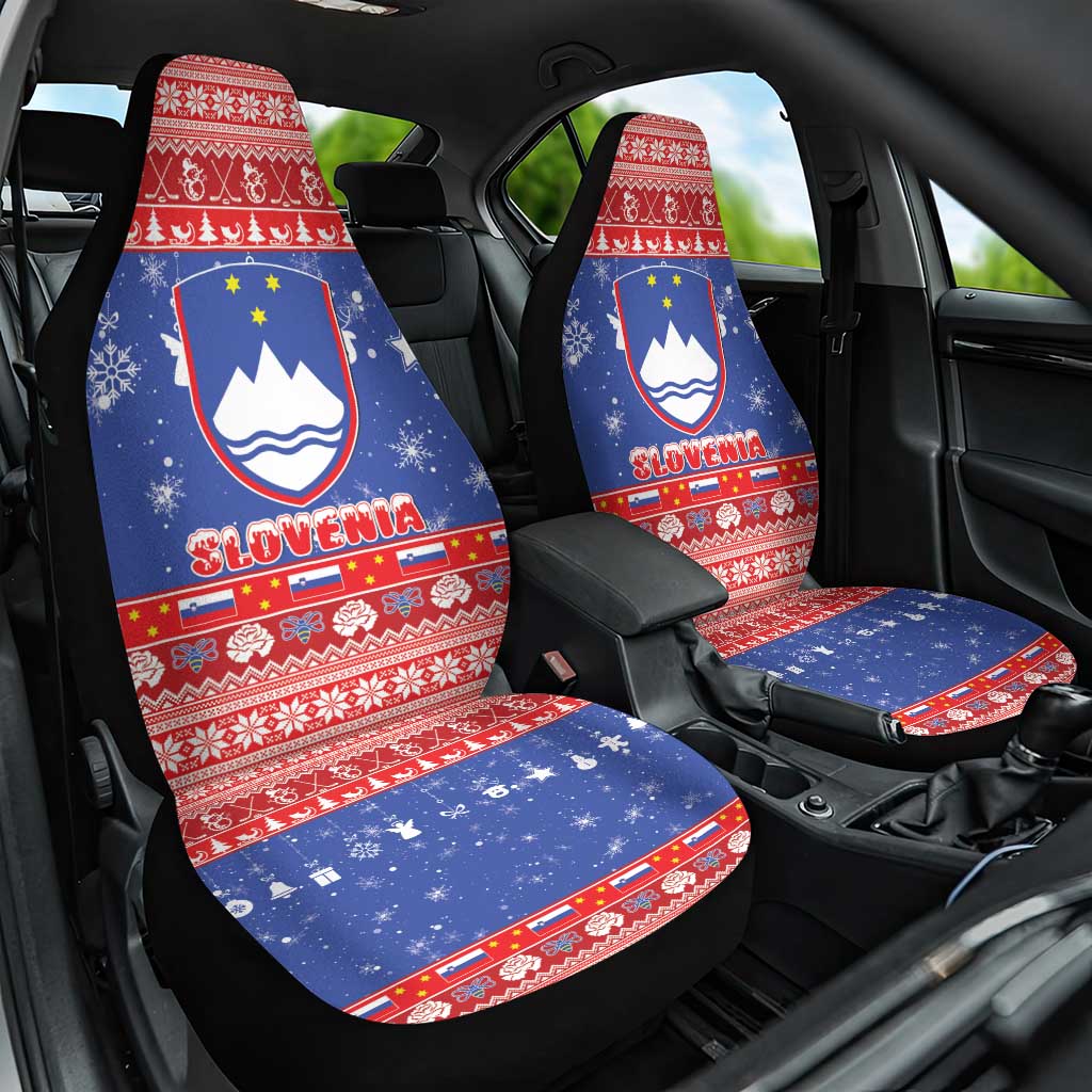 Slovenia Christmas Car Seat Cover Coat Of Arms Vesel Bozic - Wonder Print Shop