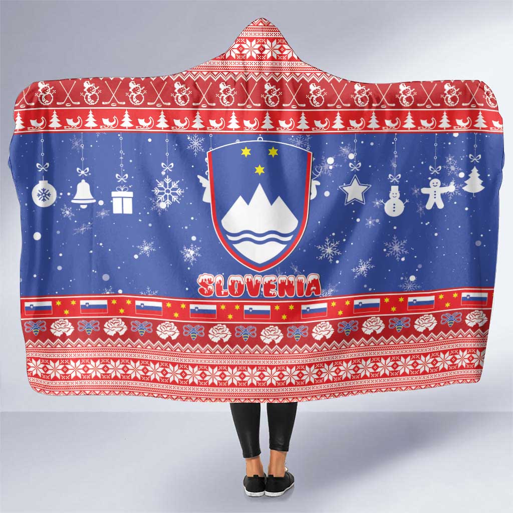 Slovenia Christmas Hooded Blanket Coat Of Arms Vesel Bozic