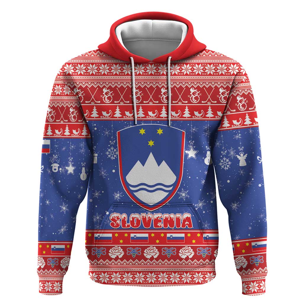 Slovenia Christmas Hoodie Coat Of Arms Vesel Bozic - Wonder Print Shop