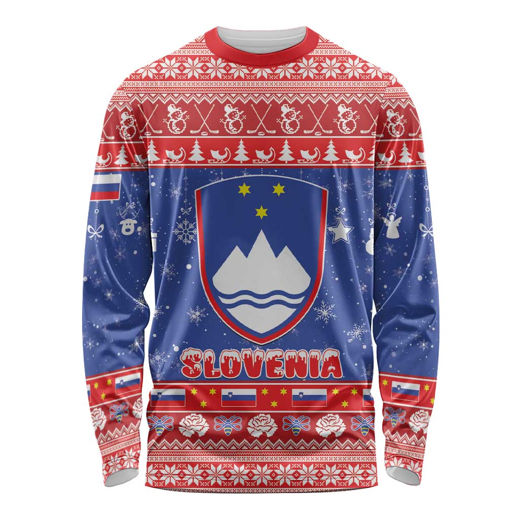 Slovenia Christmas Long Sleeve Shirt Coat Of Arms Vesel Bozic - Wonder Print Shop