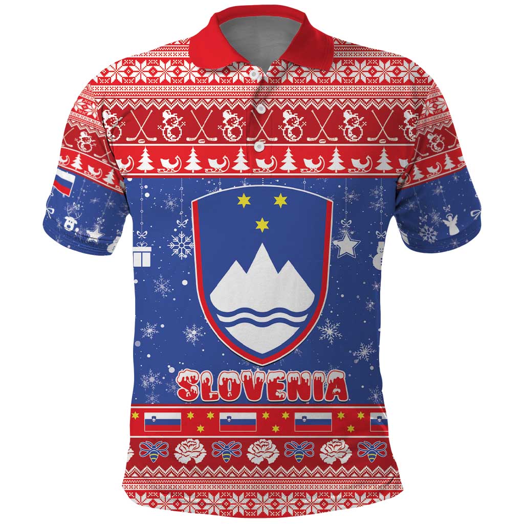 Slovenia Christmas Polo Shirt Coat Of Arms Vesel Bozic - Wonder Print Shop