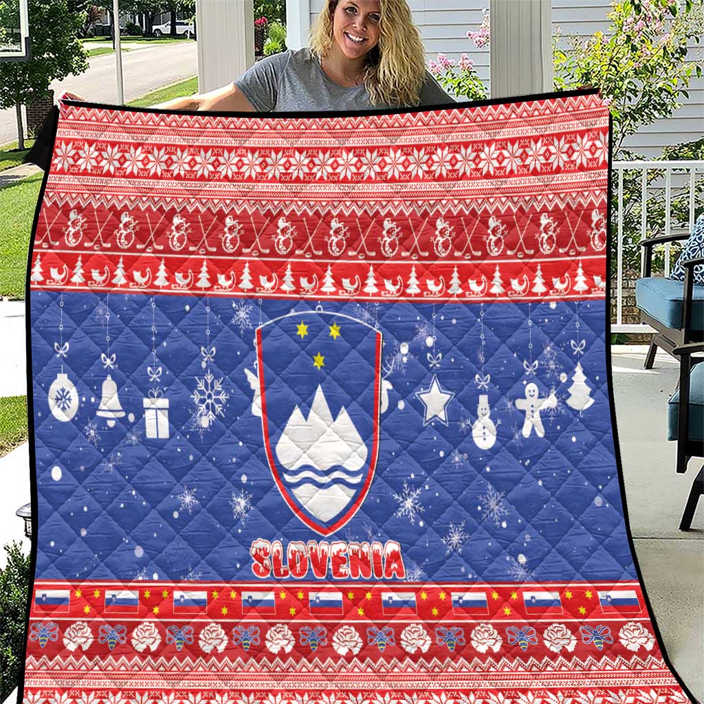 Slovenia Christmas Quilt Coat Of Arms Vesel Bozic - Wonder Print Shop