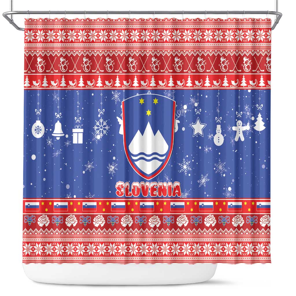 Slovenia Christmas Shower Curtain Coat Of Arms Vesel Bozic