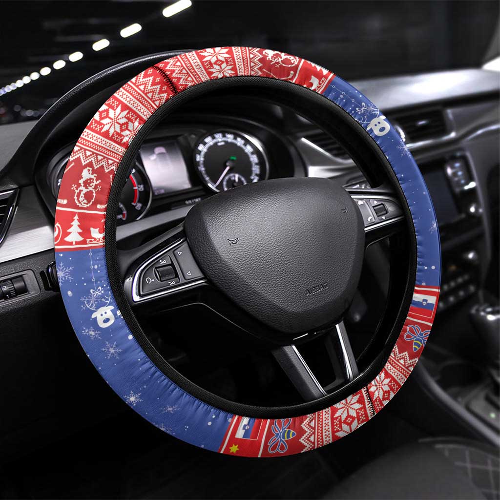 Slovenia Christmas Steering Wheel Cover Coat Of Arms Vesel Bozic - Wonder Print Shop